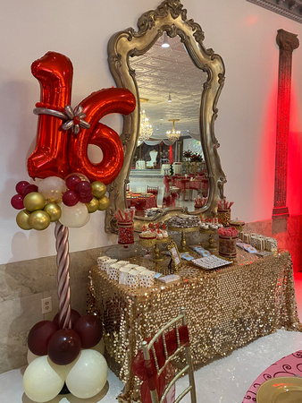 Candy Table with Gold tablecloth