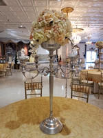 Silver Candelabra with White Roses