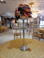 Silver Candelabra with Multi-Color Roses